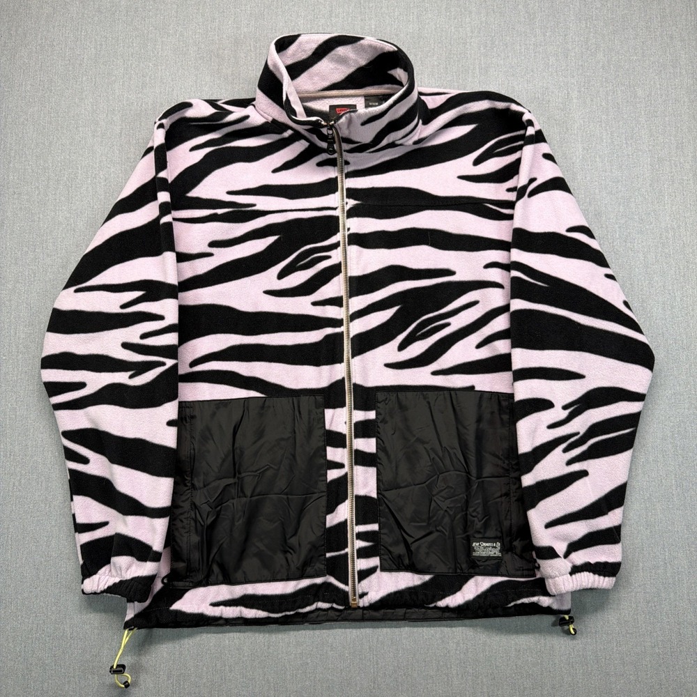 Levi's Skateboarding Zebra Print Fleece Jacket Mens XL Lavender Frost Full Zip
